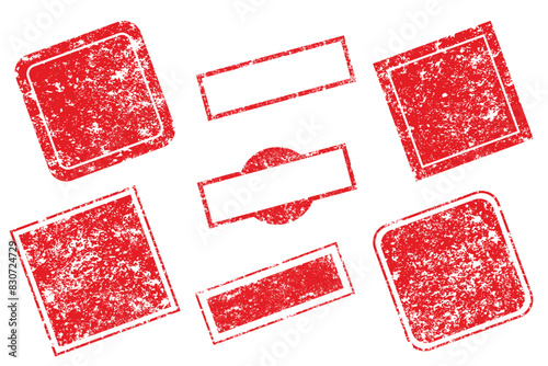 Collection of grunge postage stamps, squares and rectangles. Banners, insignia, logos, stamps, labels and badges. vector disaster textures. Empty forms. Retro frames.