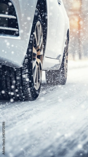 Elegance Car in the Hush of the Snowy Winter