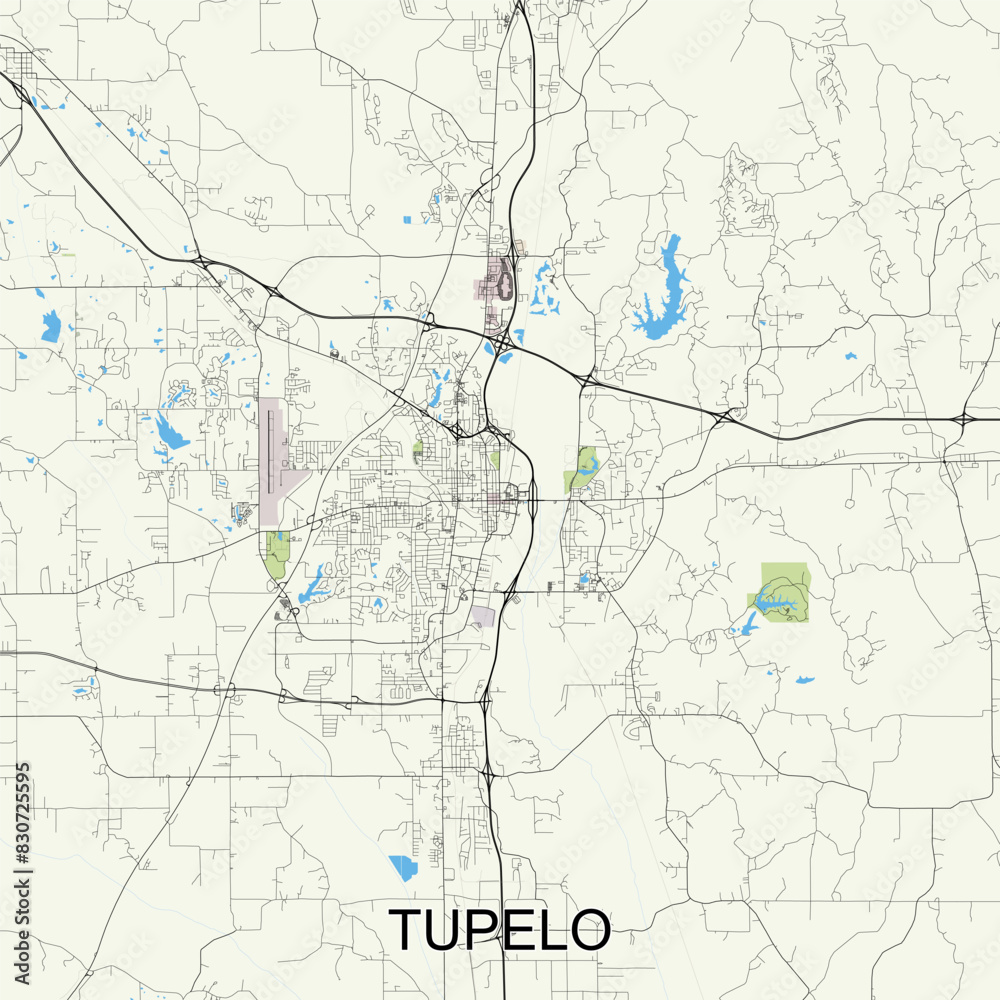 Tupelo, Mississippi, United States map poster art Tupelo, Mississippi, United States map poster art