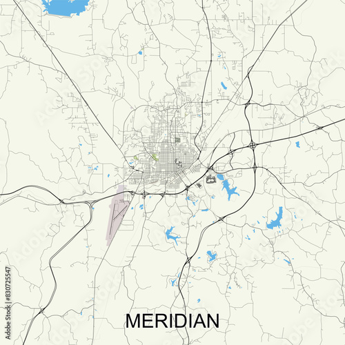 Meridian  Mississippi  United States map poster art