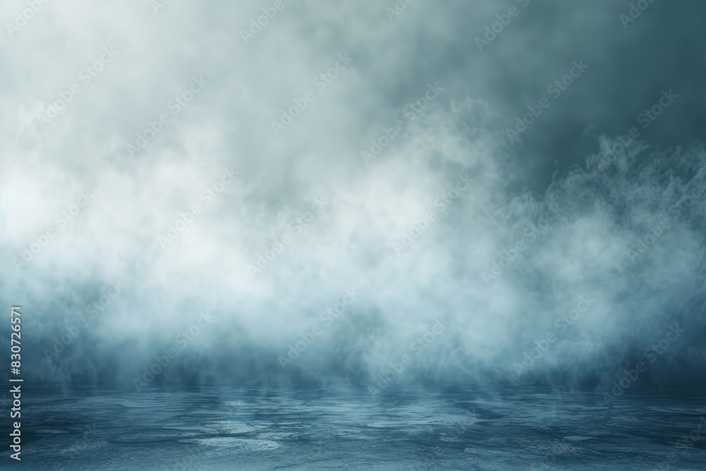 Fototapeta premium A blurry, hazy, and misty sky with a large body of water in the background