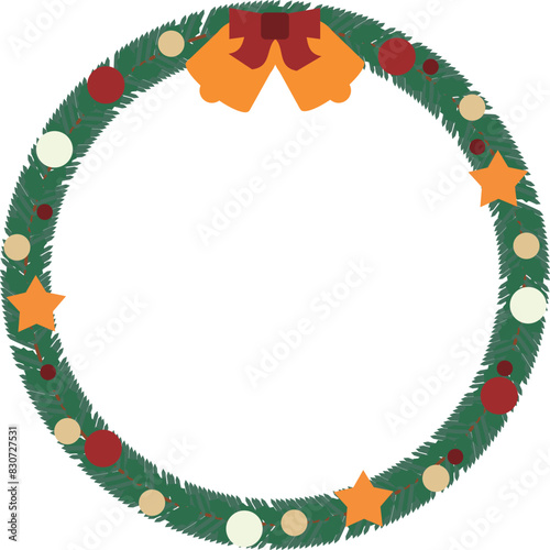 クリスマスリースのイラストの円形フレーム素材 (ID: 830727531)