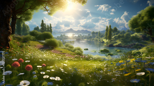 digital magic summer landscape graphics poster background © yonshan