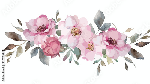 Watercolor pink flowers floral bouquet. Perfectly for