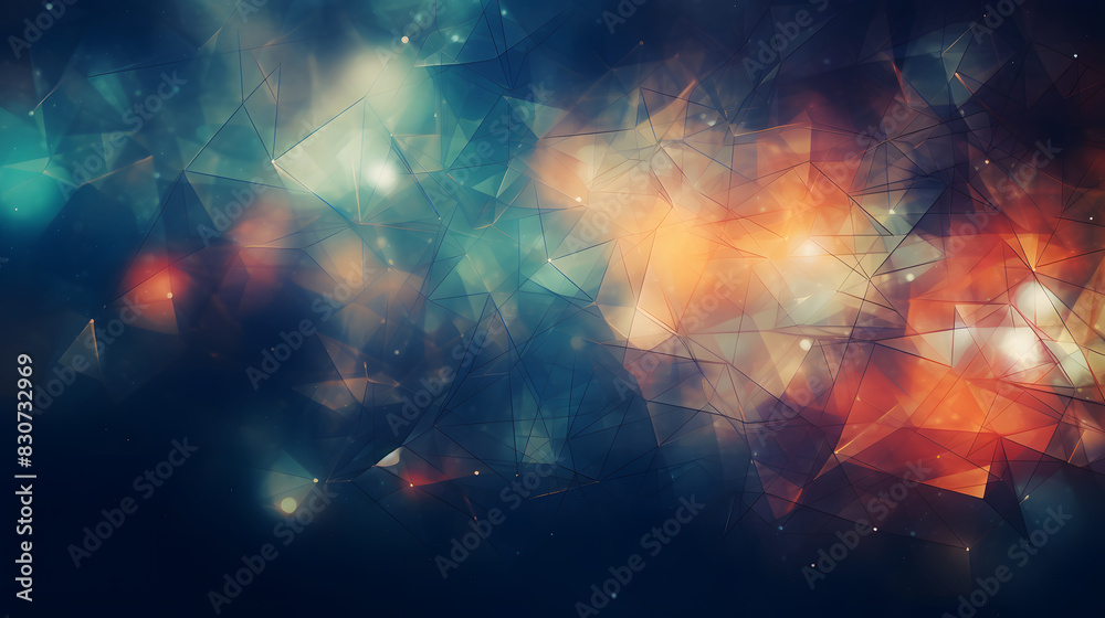 Naklejka premium Digital nature themed geometric abstract poster background