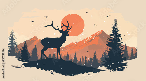 Wild Deer Vector Illustration EPS vector style vector