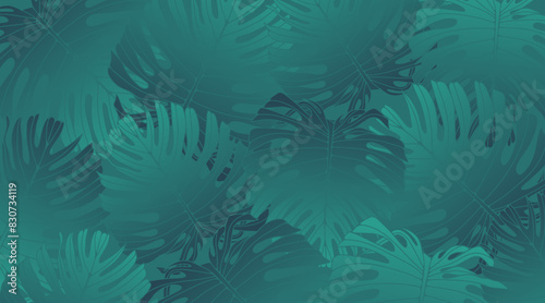 Vector green tropical background with monstera leaves for decor  covers  backdrops  wallpapers