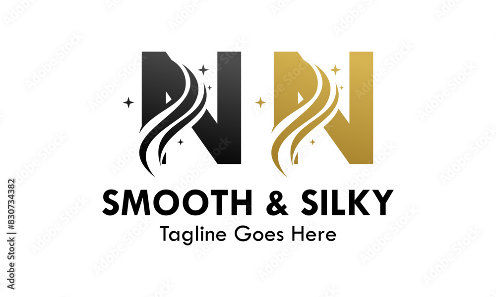 Letter n with smooth and silky design template illustration