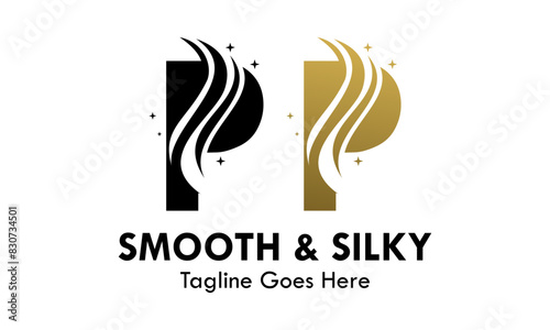 Letter p with smooth and silky design template illustration
