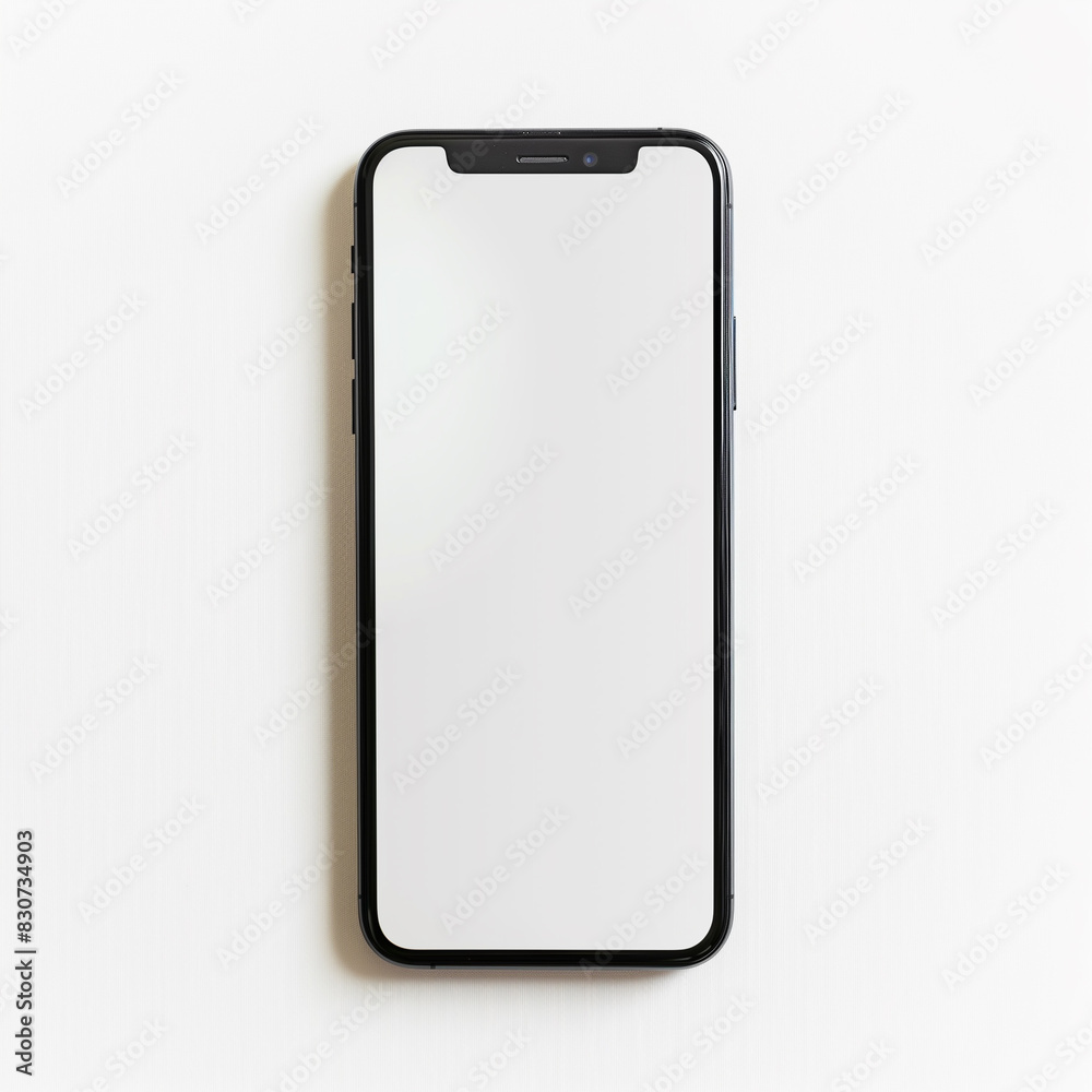 Smartphone with a blank screen, centered on a white background Smartphone with a blank screen, centered on a white background