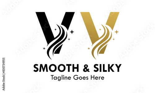 Letter v with smooth and silky design template illustration