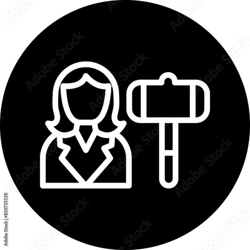 Vector Design Auctioneer Female Icon Style
