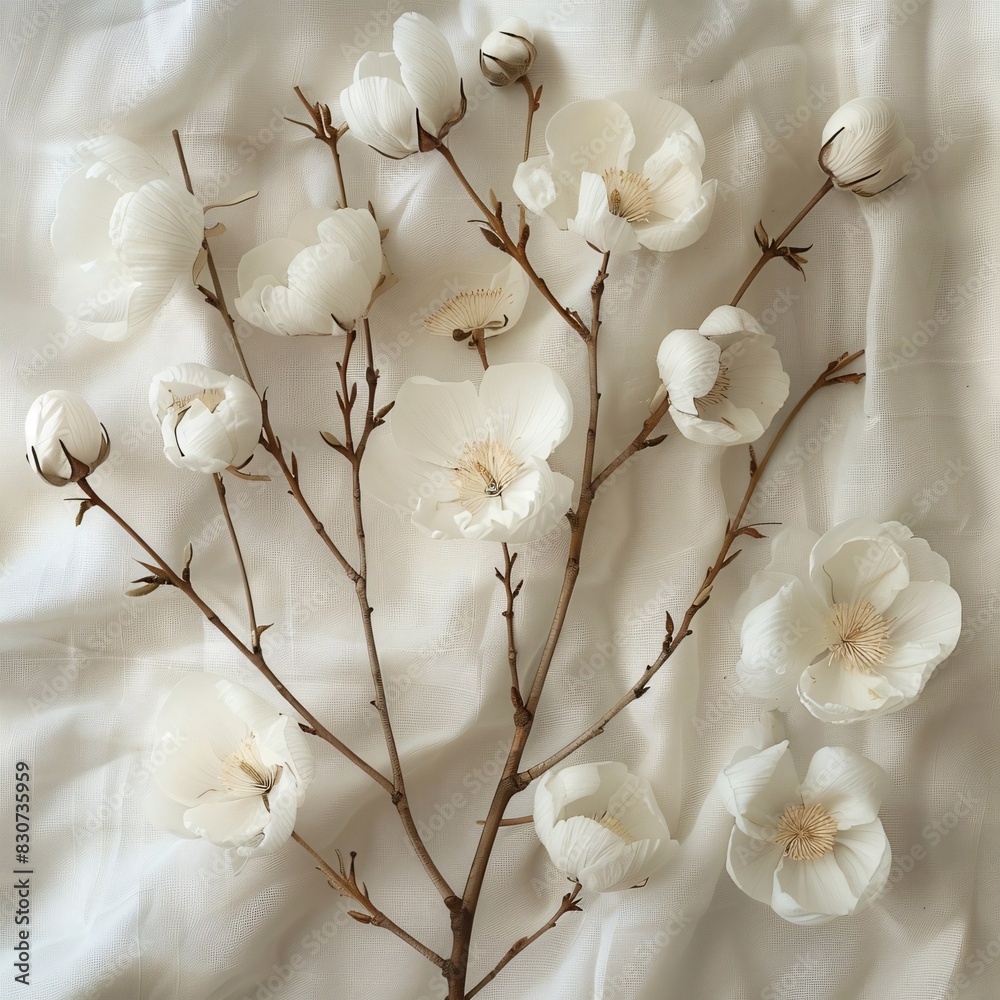 Elegant Branch of White Lilacs