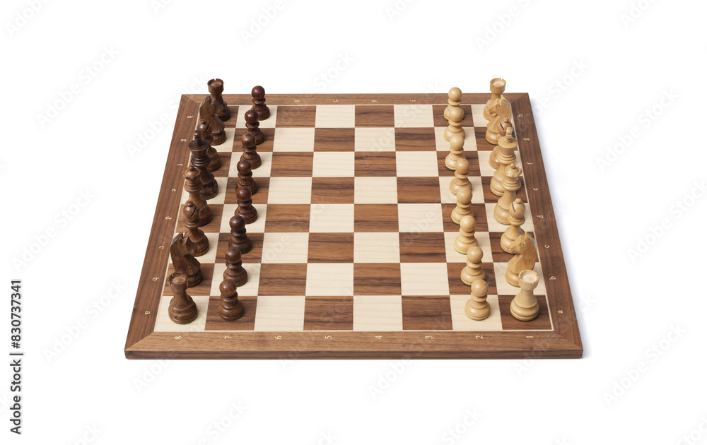 Chessboard ready for the game on white background Chessboard ready for the game on white background