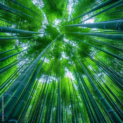 Vibrant Canopy of Bamboo Forest  Nature s Architectural Marvel