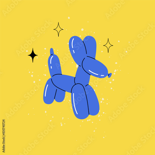 Balloon animal. inflatable dog poodle. Colorful glossy decorative rubber toy. Birthday celebration party festive y2k decor. Children holidays vector cartoon flat isolated illustration