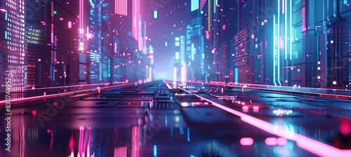 Futuristic cyberpunk neon wallpaper for computer backgrounds and digital displays. Concept Neon Lights, Cyberpunk Aesthetics