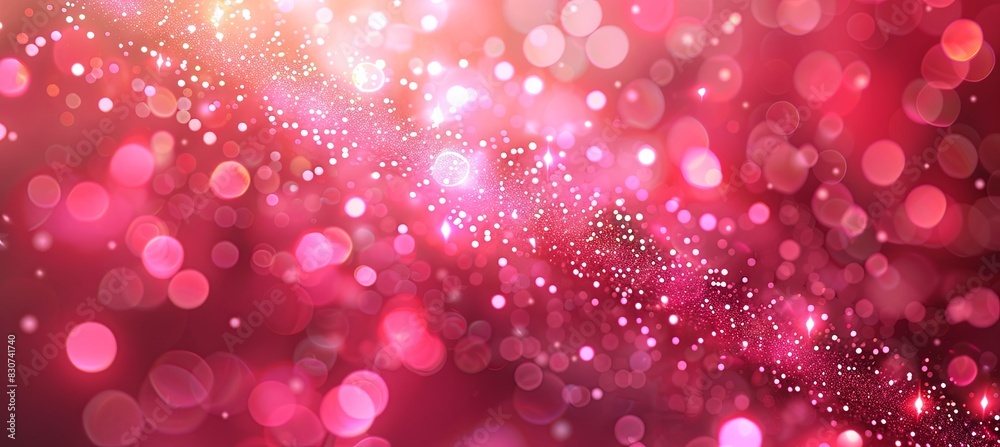 Glowing Pink Background: A glowing pink background with abstract silver bokeh, adding a playful and cheerful touch to a holiday banner