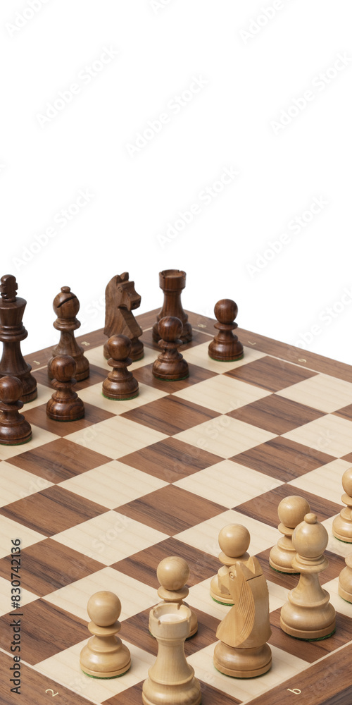 Chessboard ready for the game on white background Chessboard ready for the game on white background