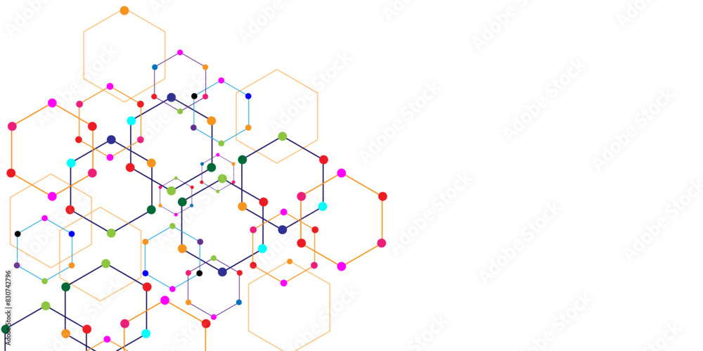 Vectors Digital technology and science background, Abstract futuristic hexagon shape pattern connection in colorful technology background. Vectors Digital technology and science background, Abstract futuristic hexagon shape pattern connection in colorful technology background.