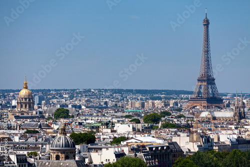 Paris cityscape with the Eiffel Tower and the Invalides