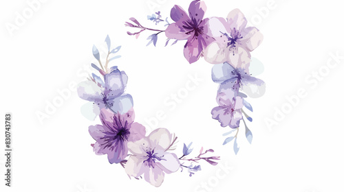 Wreath flowers drawing watercolor floral illustration