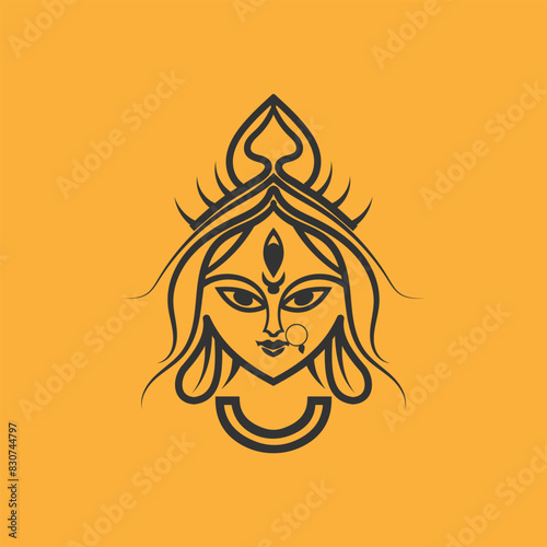 Hindu God Durga clip art isolated on  background