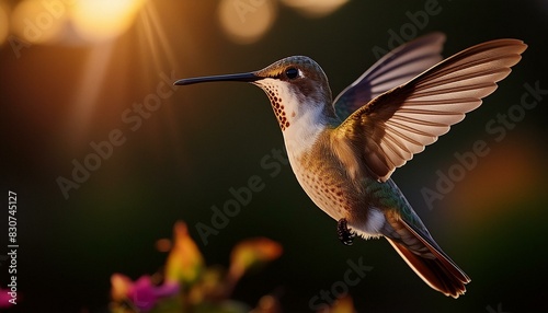 Nature's Jewel: Photorealistic Hummingbird in Flight"
