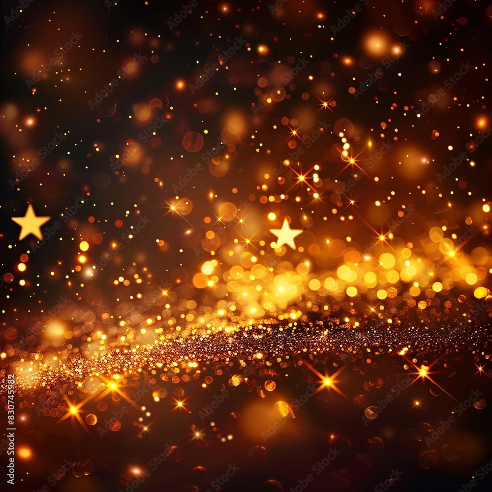 Obraz premium A Festive New Year's Eve with a Dazzling Starry Sky and Shimmering Fireworks Display
