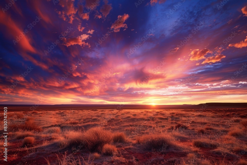 Dramatic Sunset Over Desert Landscape