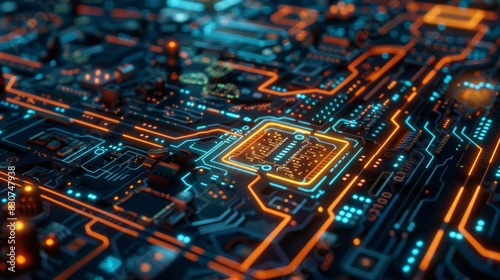 Close-up of Advanced Circuit Board Technology