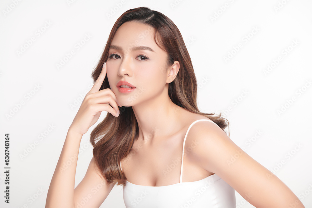 Beautiful young asian woman with clean fresh skin on white background, Face care, Facial treatment, Cosmetology, beauty and spa, Asian women portrait. Beautiful young asian woman with clean fresh skin on white background, Face care, Facial treatment, Cosmetology, beauty and spa, Asian women portrait.