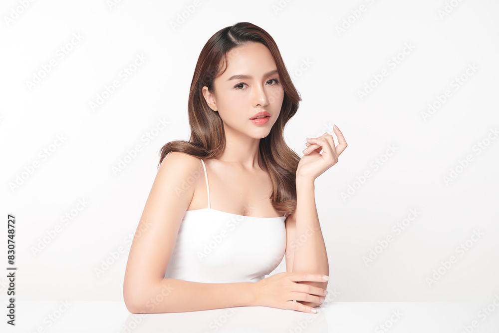 Beautiful young asian woman with clean fresh skin on white background, Face care, Facial treatment, Cosmetology, beauty and spa, Asian women portrait. Beautiful young asian woman with clean fresh skin on white background, Face care, Facial treatment, Cosmetology, beauty and spa, Asian women portrait.