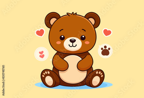a brown teddy bear sitting on top of a floor