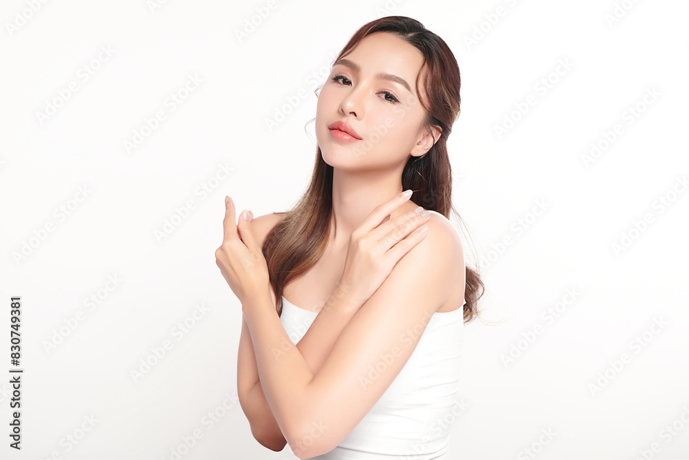 Beautiful young asian woman with clean fresh skin on white background, Face care, Facial treatment, Cosmetology, beauty and spa, Asian women portrait. Beautiful young asian woman with clean fresh skin on white background, Face care, Facial treatment, Cosmetology, beauty and spa, Asian women portrait.