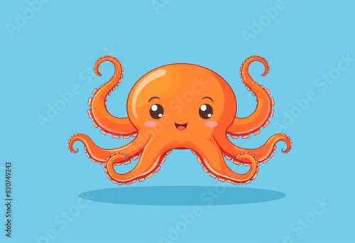an orange octopus on a blue background