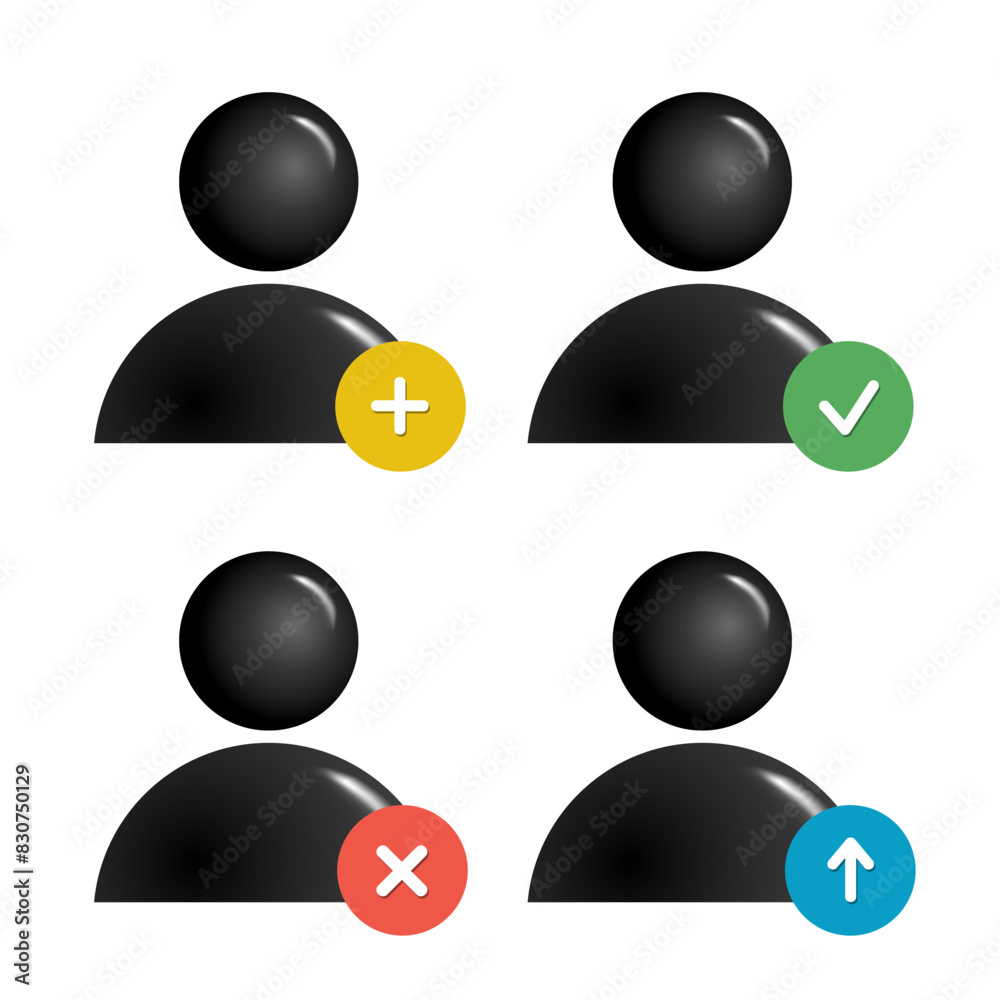 Black human user icon set with different pictograms Black human user icon set with different pictograms