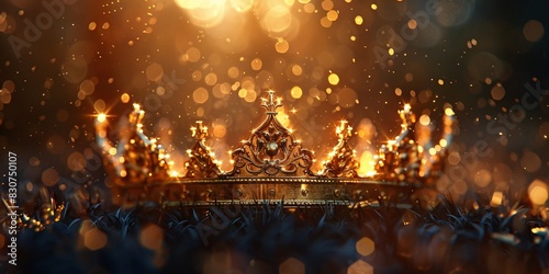 Regal Crown Centerpiece with a Blurred Background, Evoking a Sense of Glamour and Mystery photo