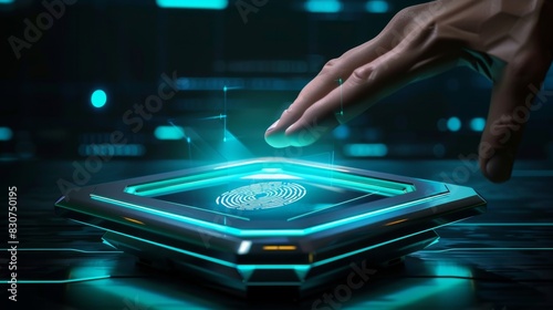 Futuristic Biometric Fingerprint Scanner Security Concept
