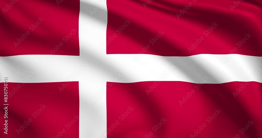 flag of Denmark. Danish flag background. 4k 60FPS