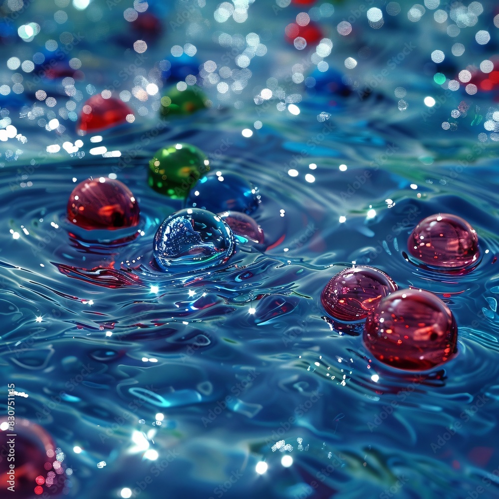 Colorful Bubbles Floating on a Surface with Light Reflections Colorful Bubbles Floating on a Surface with Light Reflections