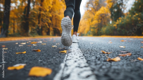 Uomo che corre su strada asfaltata