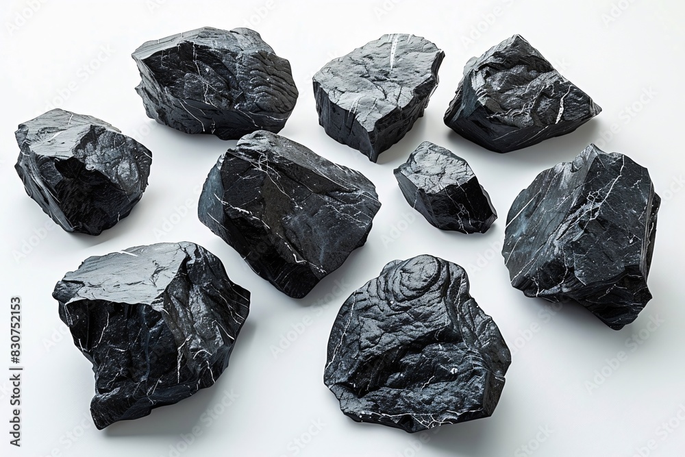 Seven Pieces of Charcoal Arranged for Display Seven Pieces of Charcoal Arranged for Display