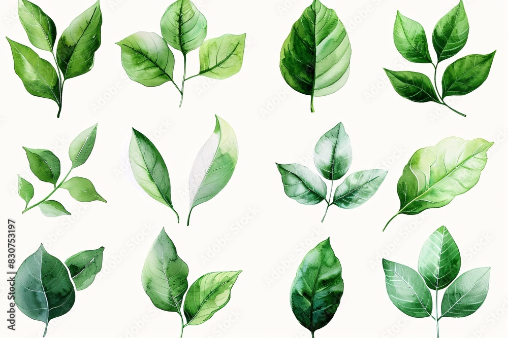 Vibrant Leaves in Watercolor Style Vibrant Leaves in Watercolor Style