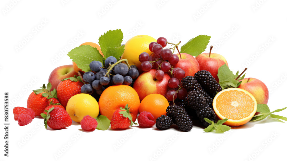 Assorted Fresh Fruits on White Background Assorted Fresh Fruits on White Background