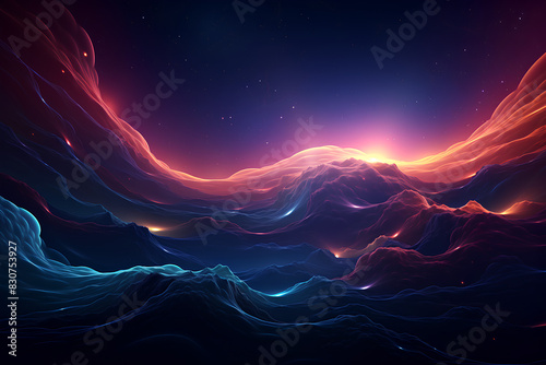 Abstract space themed dark wallpaper with futuristic energy wave design
 photo