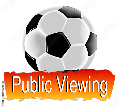 Public Viewing banner with Soccer ball on white background - illustration