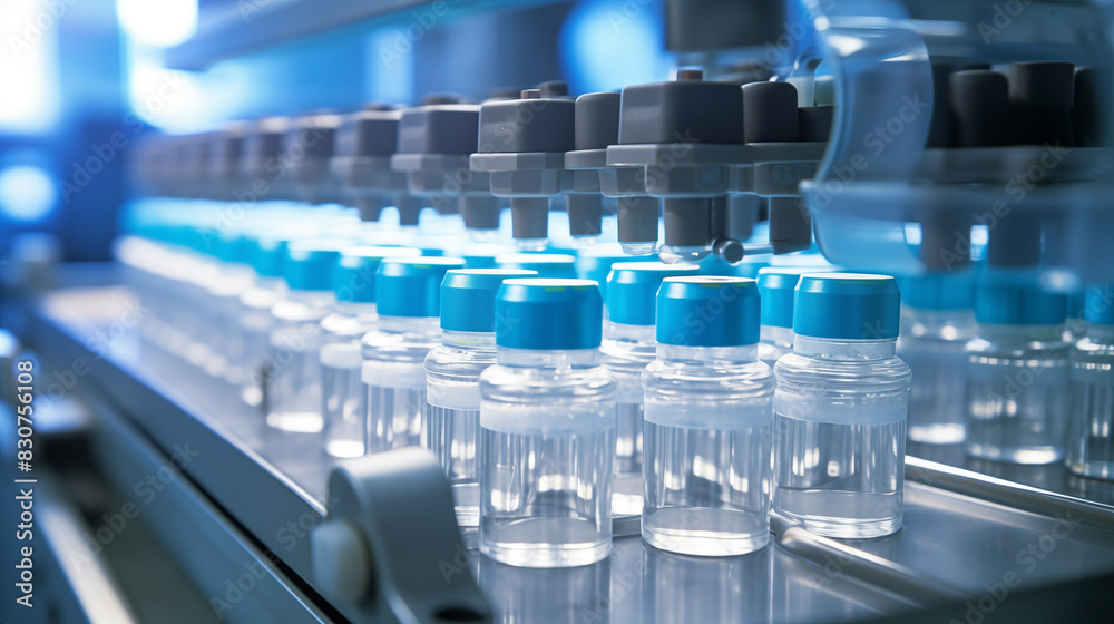 vaccine bottle on pharmaceutical factory production line vaccine bottle on pharmaceutical factory production line