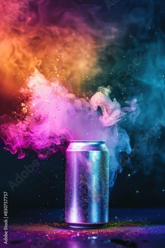 spray can spraying colorful rainbow paint liquid color splash explosion