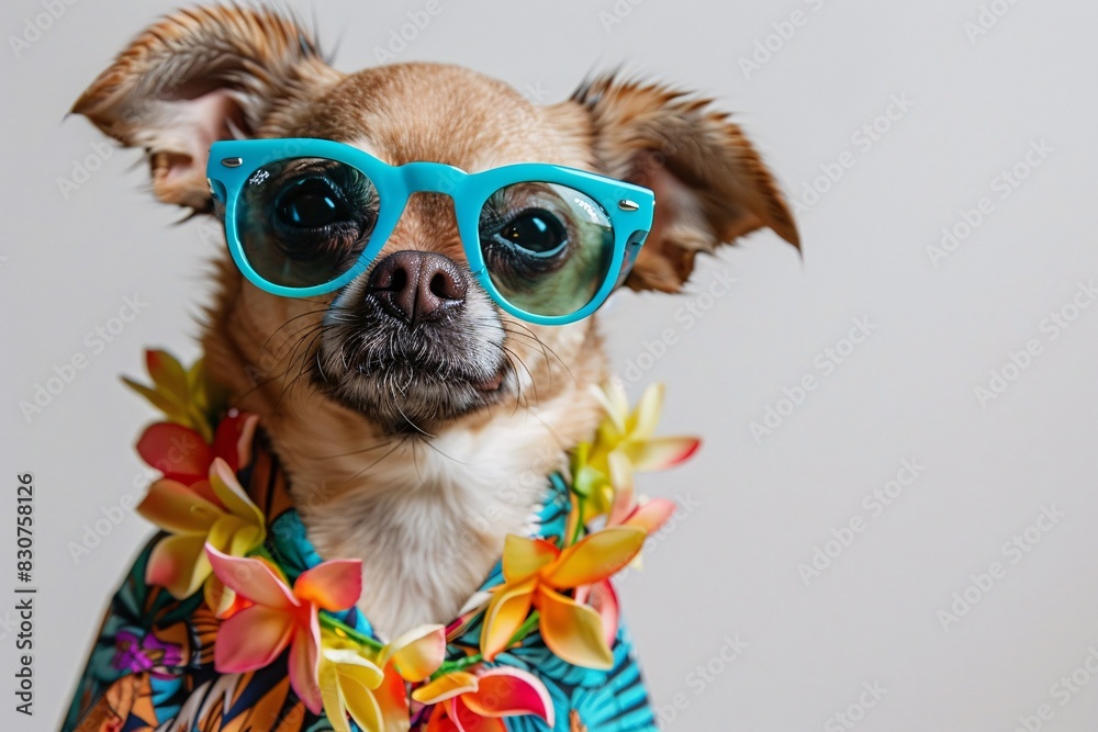 Adorable Pup in Hipster Hawaiian Style